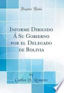 libro Informe Dirigido Á Su Gobierno Por El Delegado De Bolivia (classic Reprint)