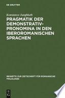 libro Pragmatik Der Demonstrativpronomina In Den Iberoromanischen Sprachen