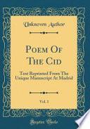 libro Poem Of The Cid, Vol. 1