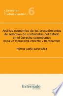 libro Análisis Económico De Los Procedimientos De Selección De Contratistas Del Estado En El Derecho Colombiano